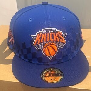 7 7/8 New Era Blue and Orange Knicks Cap